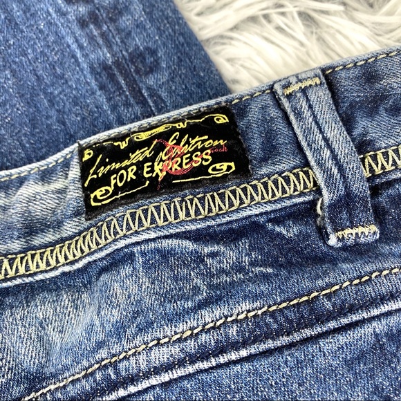 Express ReRock Distressed Bootcut Jeans EUC - Picture 6 of 13